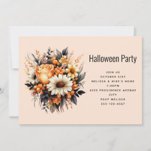 Invitation Bouquet de fleurs orange jaune gris pour fête Hall