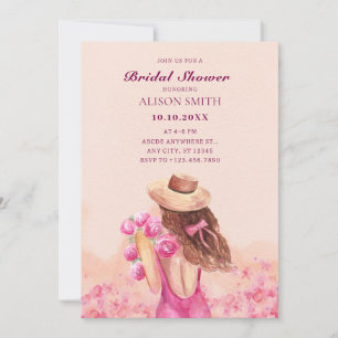 Invitation Bouquet de fleurs rose esthétique fille douche nup