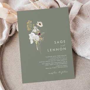 Invitation Bouquet de fleurs sauvages fantaisiste   Mariage V