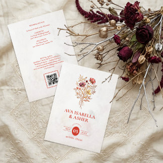 Invitation Bouquet de fleurs sauvages rustique chic pour mari