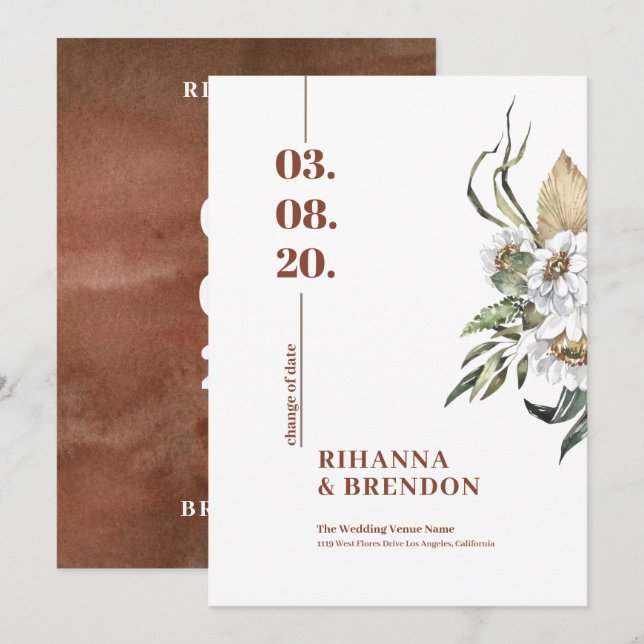 Invitation Bouquet de fleurs Savanna Watercouleurs (Devant / Derrière)