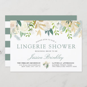 Invitation Bouquet de la Rose blanche  Douche florale Lingeri
