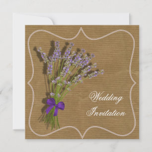 Invitation Bouquet de lavande Purple Brown Inspiré Vintage