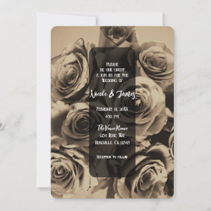 Invitation Bouquet de mariage floral de roses couleur crème é
