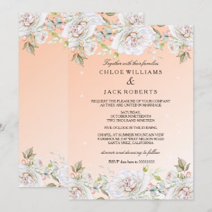 Invitation Bouquet de mariage rose corail blanc rose