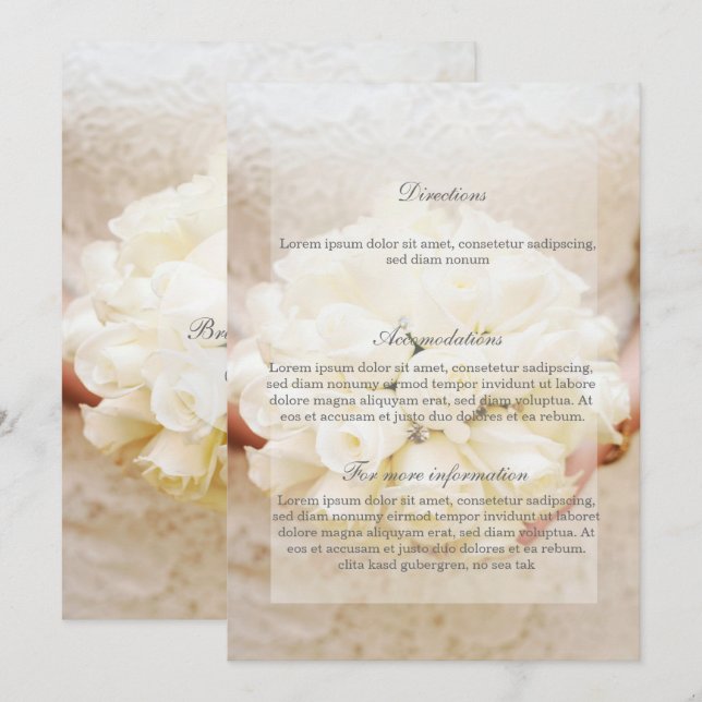 Invitation Bouquet de Mariages nuptiaux blancs (Devant / Derrière)