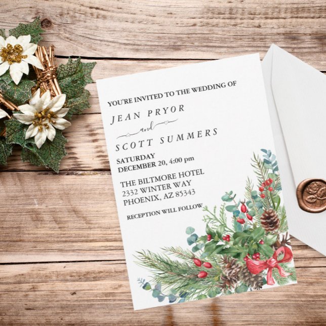 Invitation Bouquet de Noël d'hiver Aquarelle Mariage (Créateur téléchargé)
