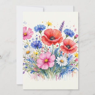 Invitation Bouquet de prairie de fleurs sauvages à l'aquarell