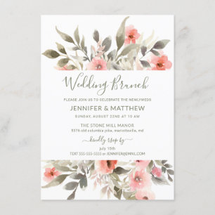 Invitation Bouquet de rose pâle à l'aquarelle après Mariage