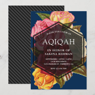 Invitation Bouquet de roses vibrantes Géométrique Aqeeqah   A