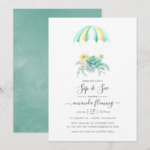 Invitation Bouquet de Succulentes Florales Parachute Sip and 