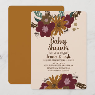 Invitation Bouquet de tournesol abeille vintage Baby Shower f