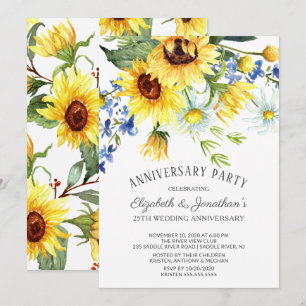 Invitation Bouquet de tournesols Fête d'anniversaire de maria
