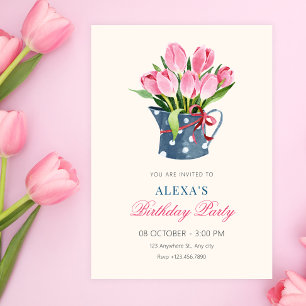 Invitation Bouquet de tulipes fleurs anniversaire
