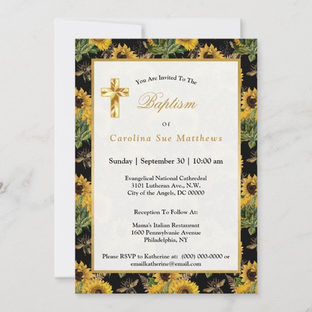 Invitation Bouquet des abeilles noires jaunes Fleurs de solei (Devant)