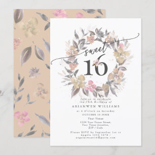 Invitation Bouquet d'or roux rose d'automne Sweet 16
