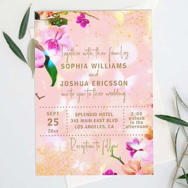 Invitation Bouquet d'orchidées romantique Élégant Mariage chi (Créateur téléchargé)