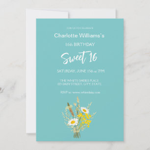 Invitation Bouquet fleur sauvage Floral Seize Anniversaire