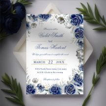 Bouquet floral aquarelle bleu marine mariage