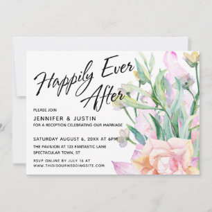 Invitation Bouquet Floral Aquarelle Heureux à Tout Jamais