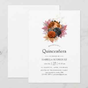 Invitation Bouquet floral automnal vintage pour Quinceañera