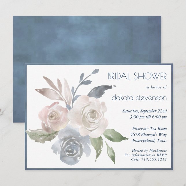 Invitation Bouquet floral bouché | Fête des mariées Rose soup (Devant / Derrière)