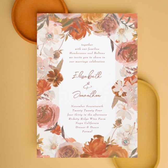 Invitation Bouquet floral crème Abondance Mariage Blanc (Créateur téléchargé)