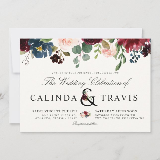 Invitation Bouquet | | floral de Bourgogne horizontal (Devant)