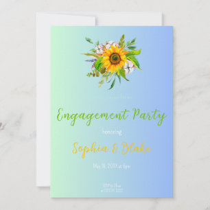 Invitation Bouquet floral de tournesol Blue Engagement Party