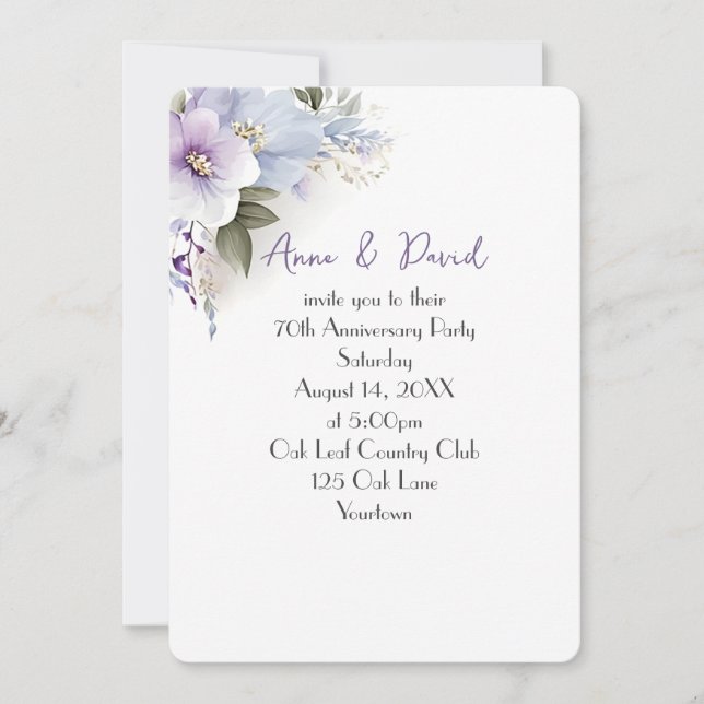 Invitation Bouquet floral du 70e anniversaire (Devant)