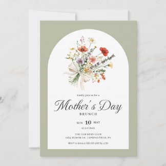 Invitation Bouquet Floral Élégant pour le Brunch de la Fête d