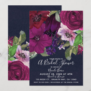 Invitation Bouquet Floral Fuchsia aux Baies Audacieuses pour