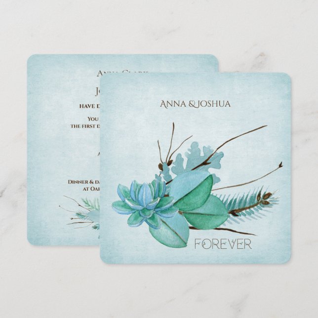 Invitation Bouquet floral mariage aquarelle avec brindilles (Devant / Derrière)
