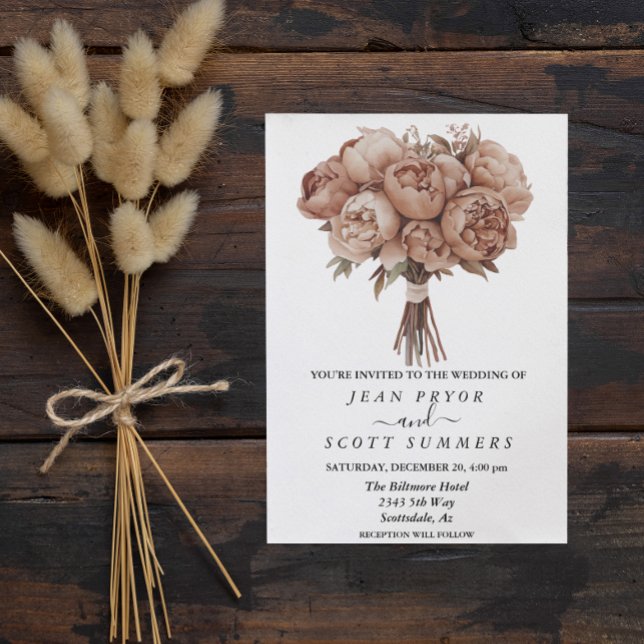 Invitation Bouquet floral Mocha Mousse Peony (Créateur téléchargé)