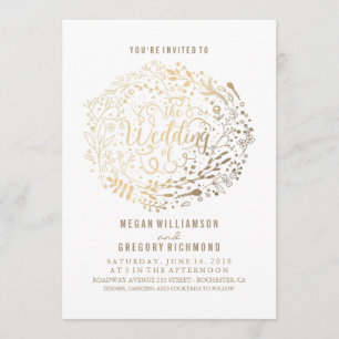 Invitation Bouquet Floral Or Elégant Mariage moderne