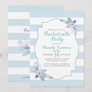 Invitation Bouquet floral Pastel Stripes Bachelorette Invitat