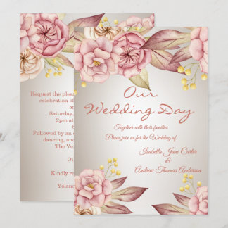Invitation Bouquet floral rose de mariage Peach Blossom
