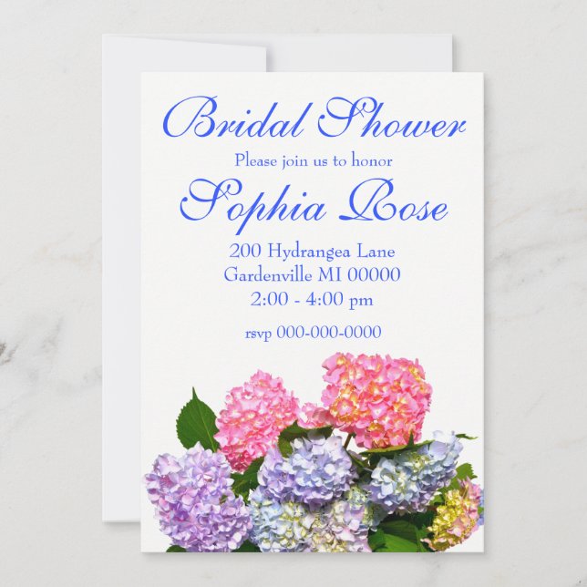 Invitation Bouquet Hydrangea - douche nuptiale (Devant)