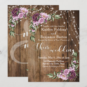 Invitation Bouquet Lights & Pies Roses, Mariage Rustique