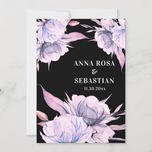 Invitation *~* Bouquet magenta floral RSVP AR15 Mariage (Devant)