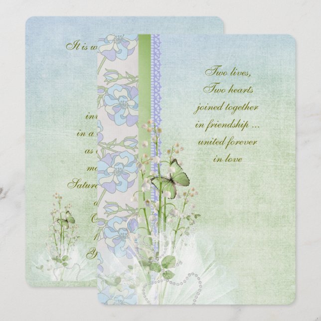 Invitation bouquet mariage de la vallée (Devant / Derrière)