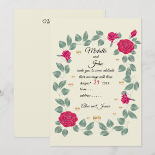 Invitation Bouquet mariage de roses rouges, Douche nuptiale