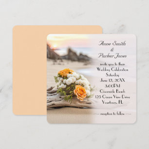 Invitation Bouquet mariage Sur Le Bois Chaud De Plage
