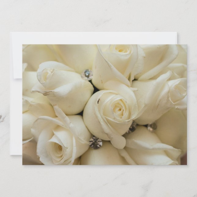 Invitation Bouquet renversant de mariage de rose blanc (Devant)