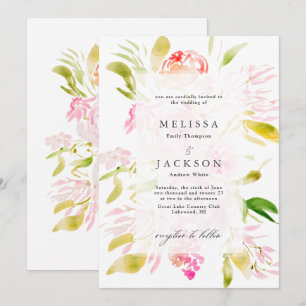 Invitation Bouquet Rose aquarelle
