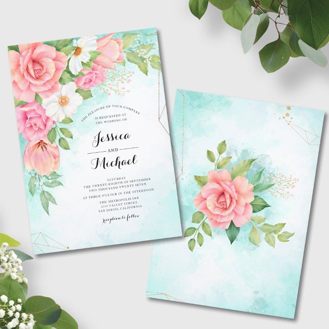 Invitation Bouquet rose floral Rose Tulip Anémonique Mariage (Créateur téléchargé)