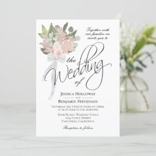 Invitation Bouquet rose printemps aquarelle Mariage boho rust