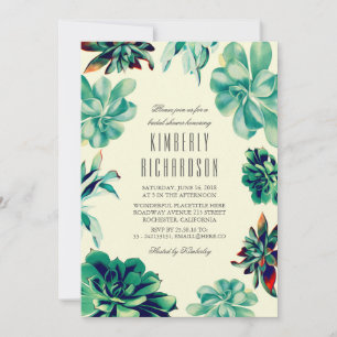 Invitation Bouquet succulent - Fête de l'mariée Turquoise flo