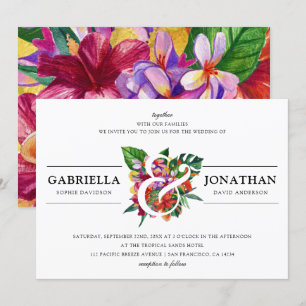 Invitation Bouquet Tropical & Typographie Moderne   Mariage