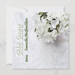 Invitation Bouquet vert fleuri damassé douche nuptiale